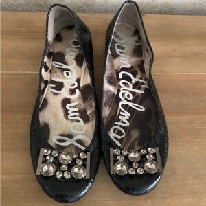 Sam Edelman Black Crystal Embellished Flats
